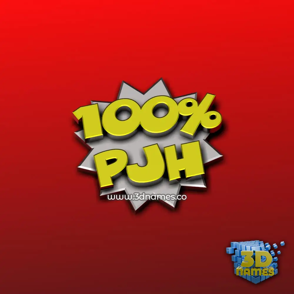 pjh in 100 Percent style - 3D name wallpaper