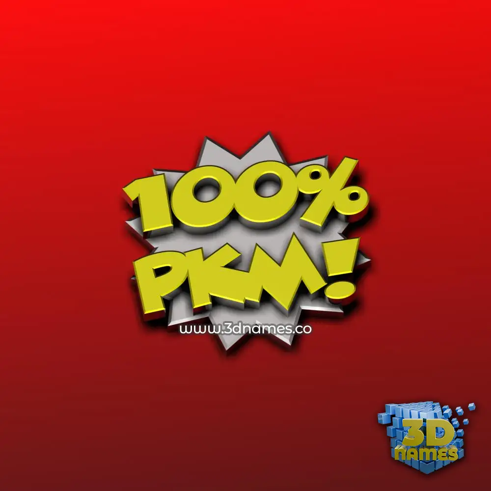 pkm in 100 Percent style - 3D name wallpaper