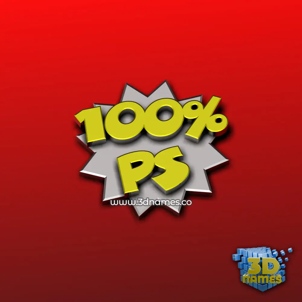 ps in 100 Percent style - 3D name wallpaper
