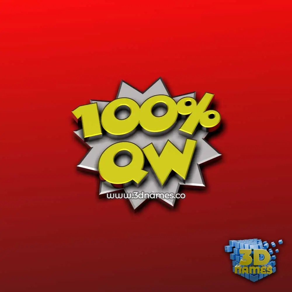 qw in 100 Percent style - 3D name wallpaper