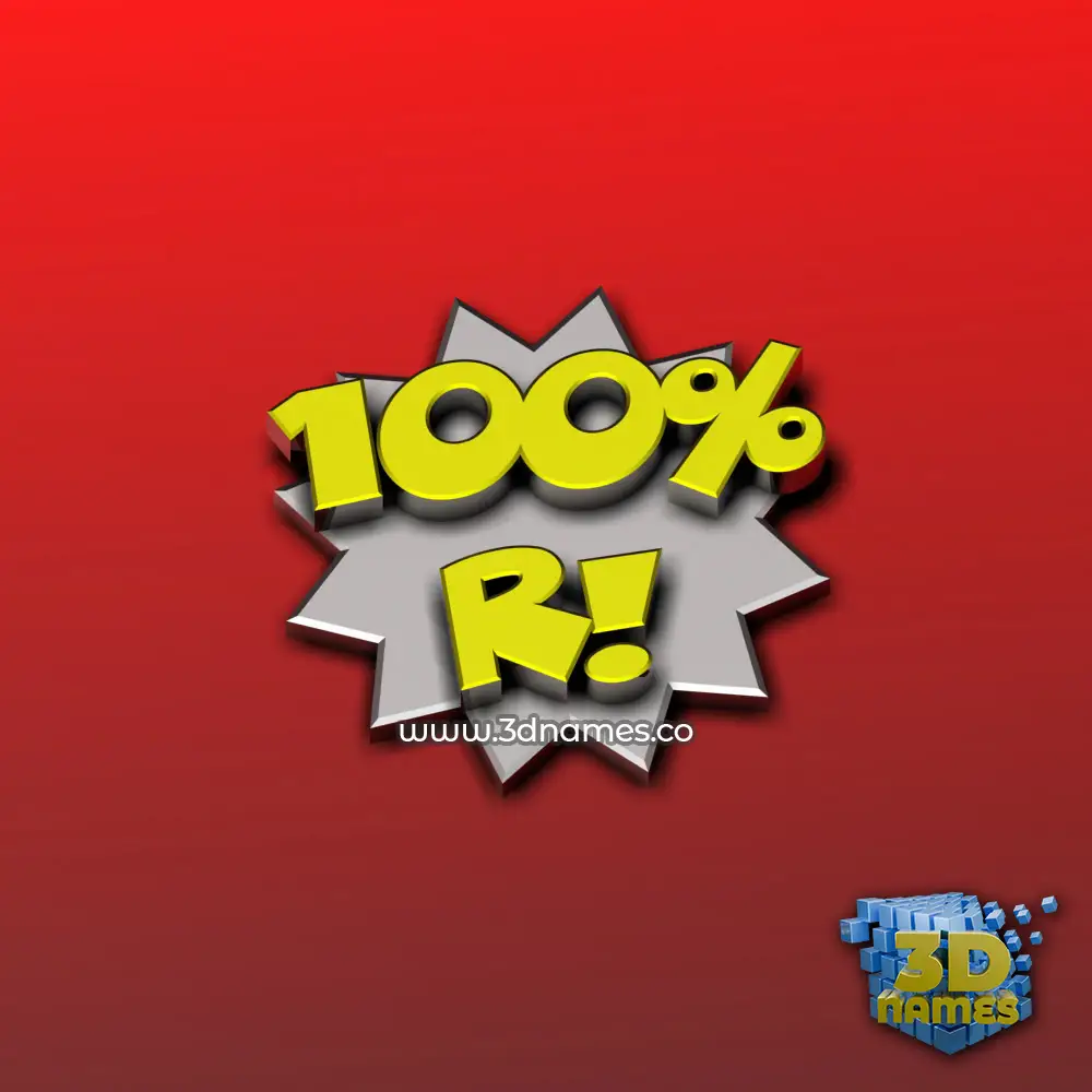 r in 100 Percent style - 3D name wallpaper