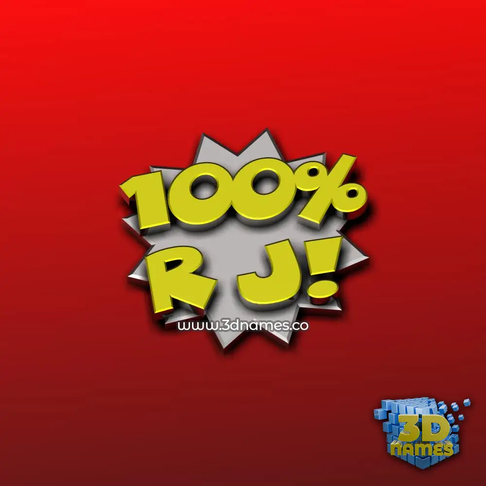 r j in 100 Percent style - 3D name wallpaper