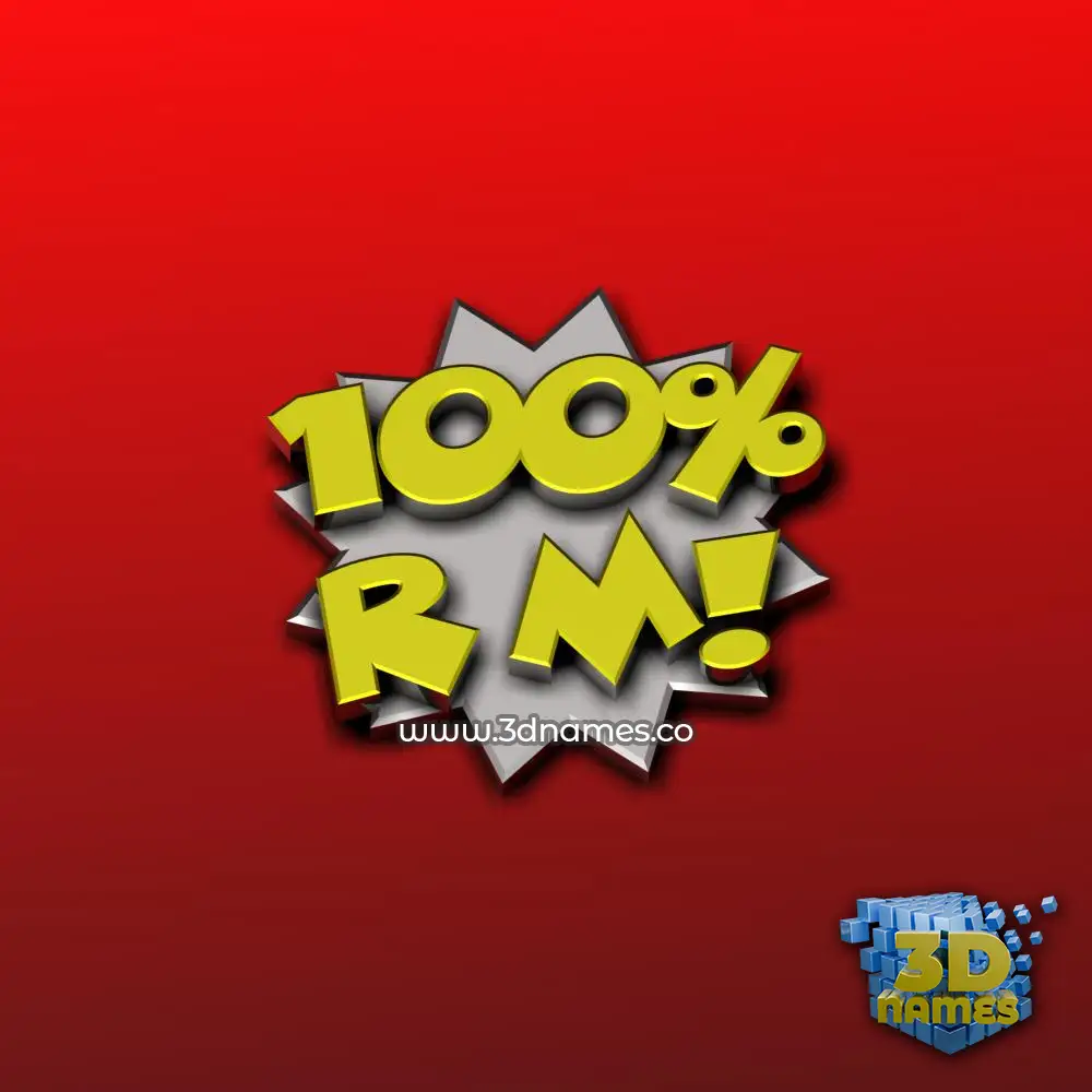 r m in 100 Percent style - 3D name wallpaper
