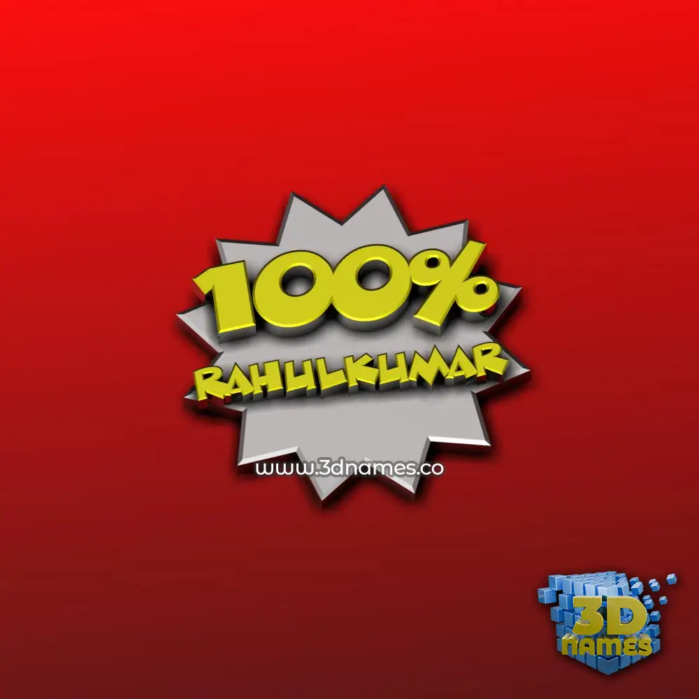 rahulkumar in 100 Percent style - 3D name wallpaper