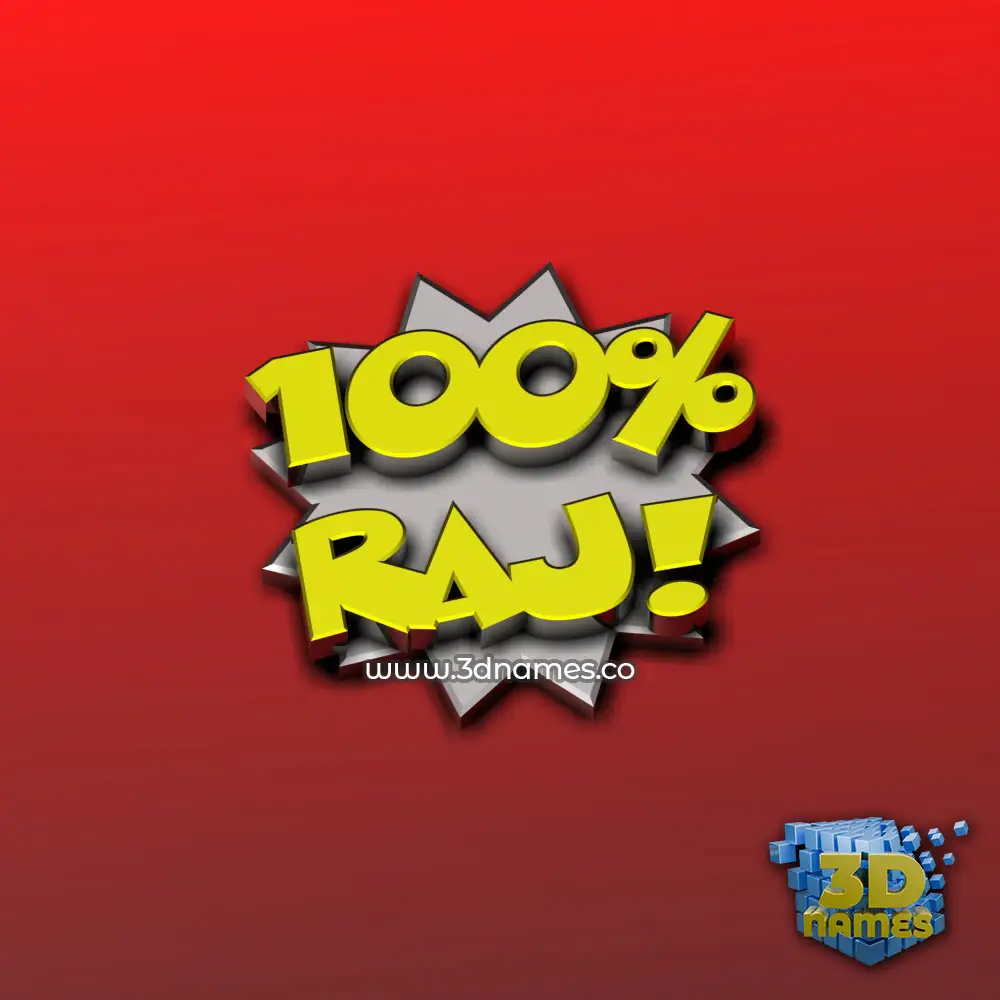 raj in 100 Percent style - 3D name wallpaper