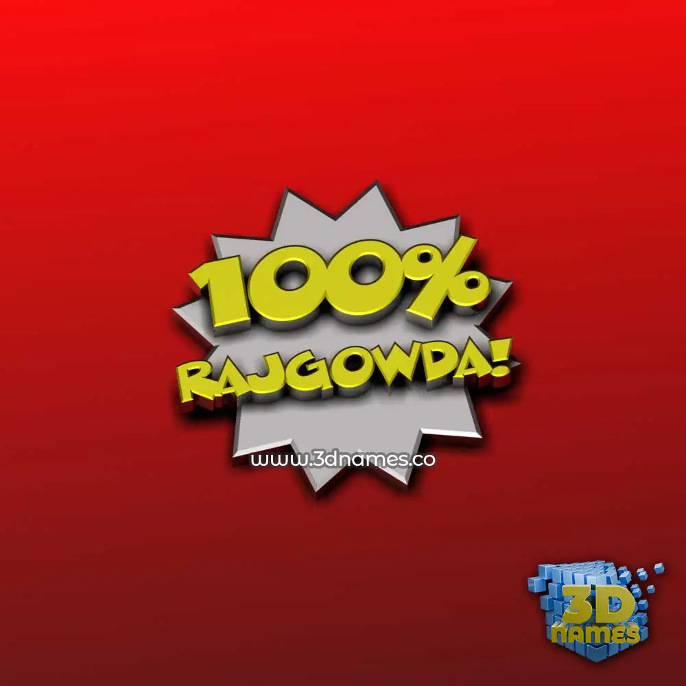 rajgowda in 100 Percent style - 3D name wallpaper