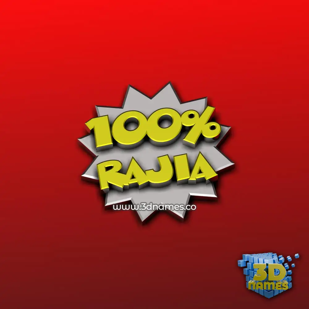 rajia in 100 Percent style - 3D name wallpaper
