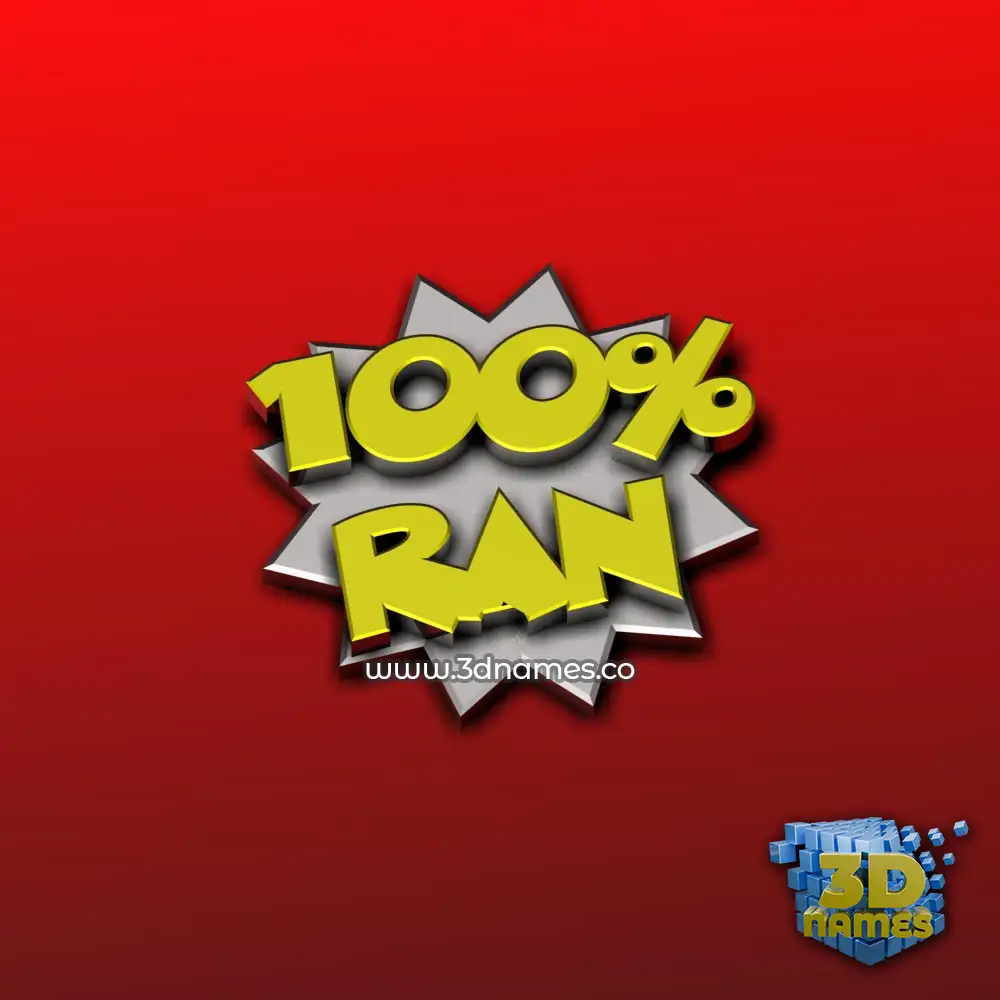 ran in 100 Percent style - 3D name wallpaper