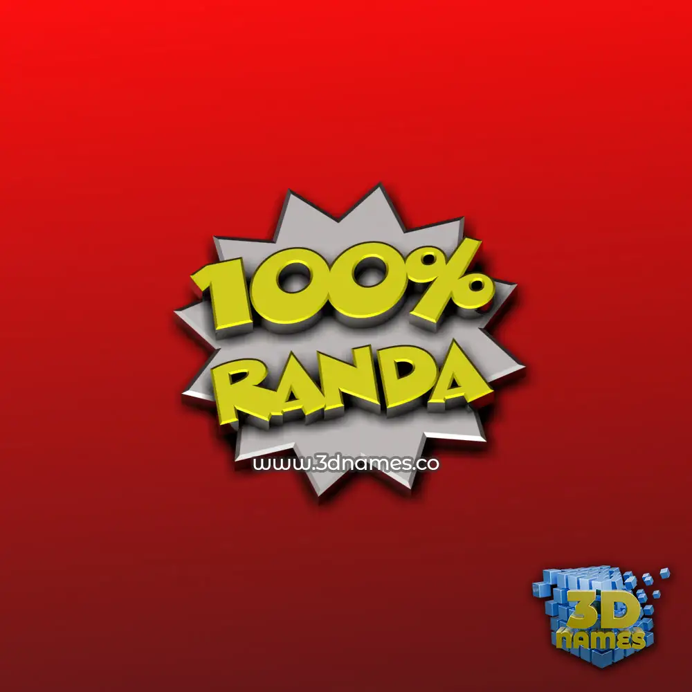 randa in 100 Percent style - 3D name wallpaper