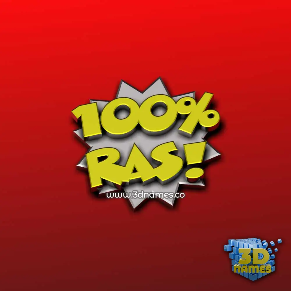 ras in 100 Percent style - 3D name wallpaper