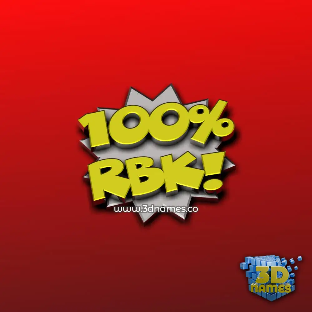 rbk in 100 Percent style - 3D name wallpaper