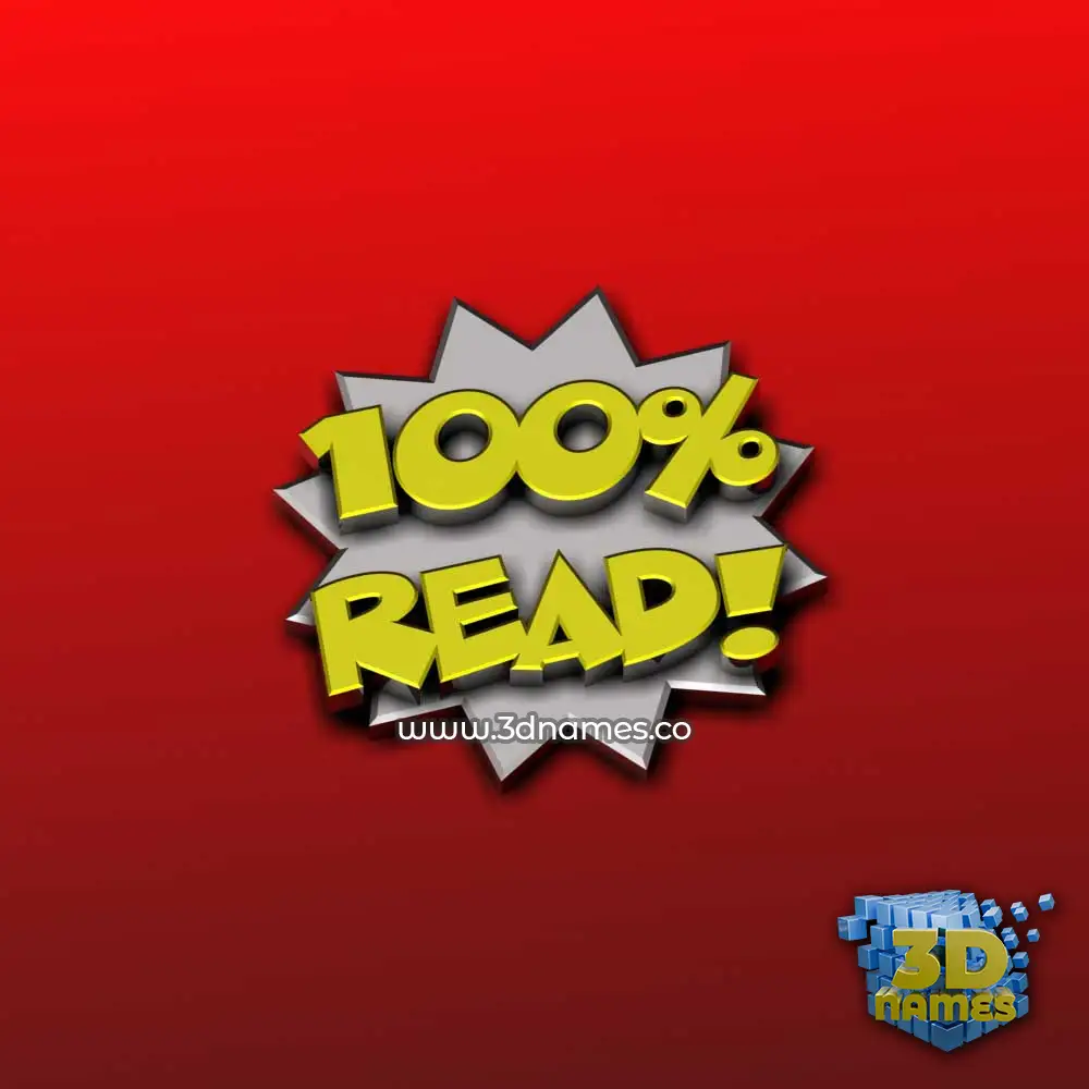 read in 100 Percent style - 3D name wallpaper