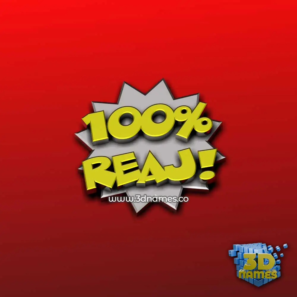 reaj in 100 Percent style - 3D name wallpaper