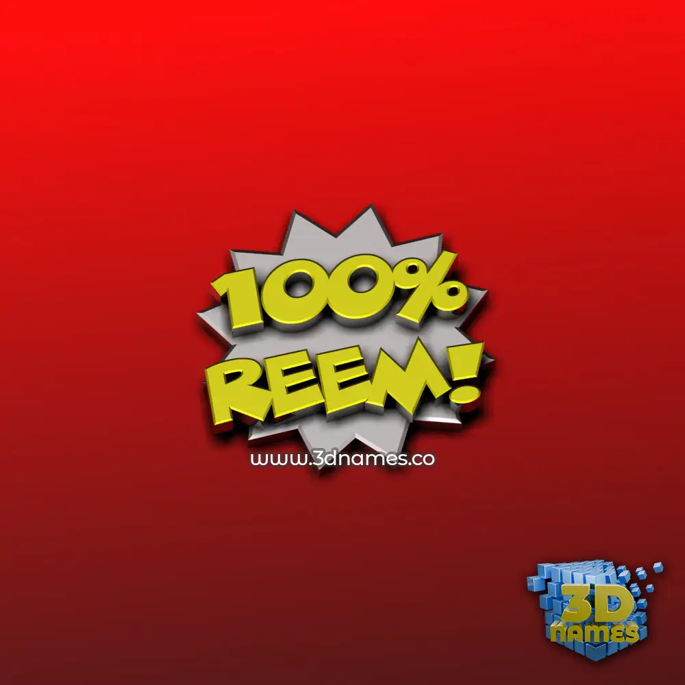 reem in 100 Percent style - 3D name wallpaper