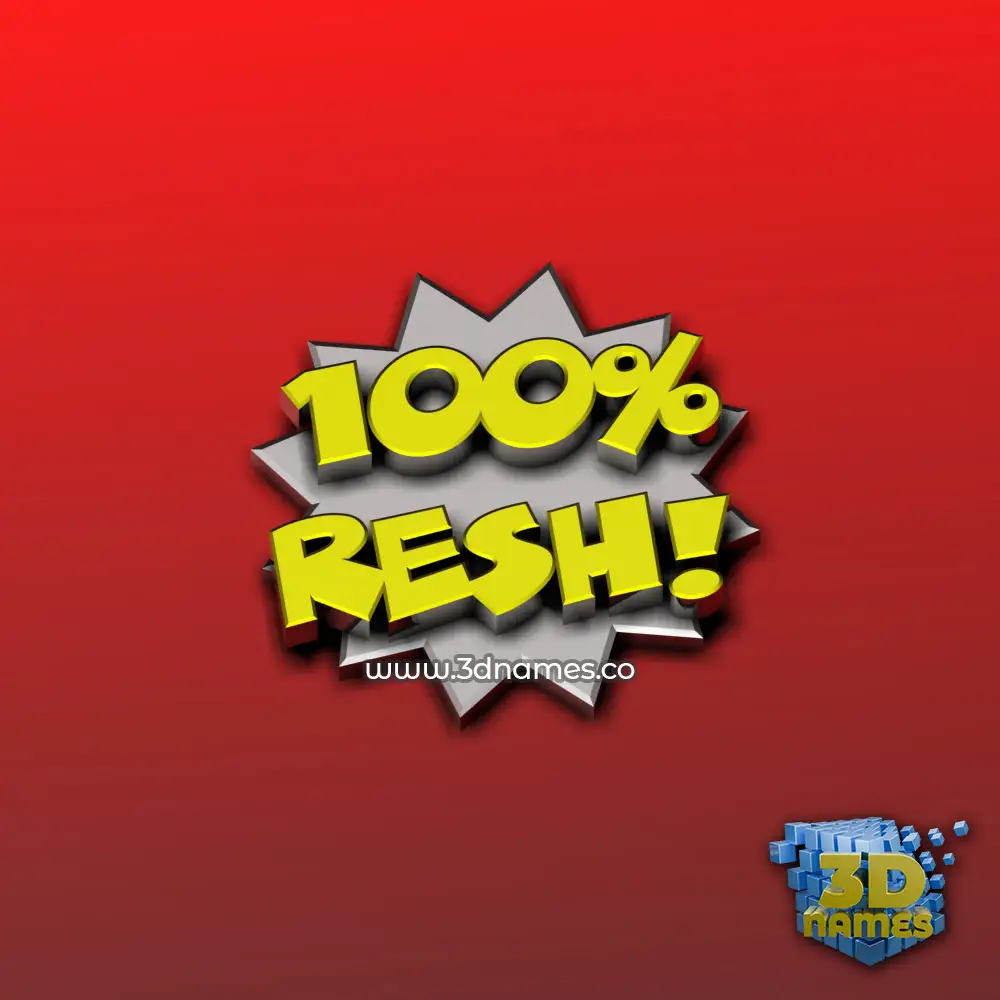resh in 100 Percent style - 3D name wallpaper