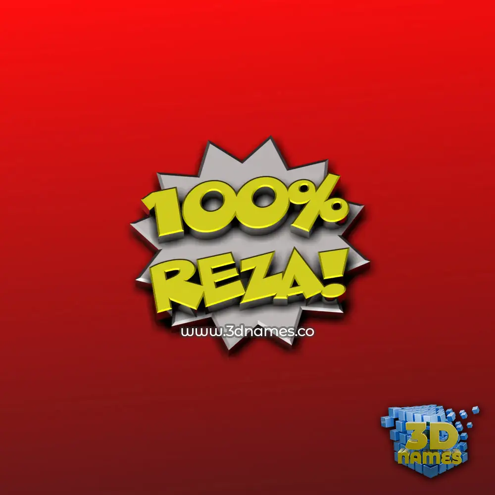 reza in 100 Percent style - 3D name wallpaper