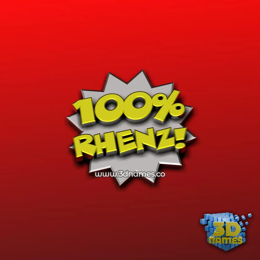 rhenz in 100 Percent style - 3D name wallpaper