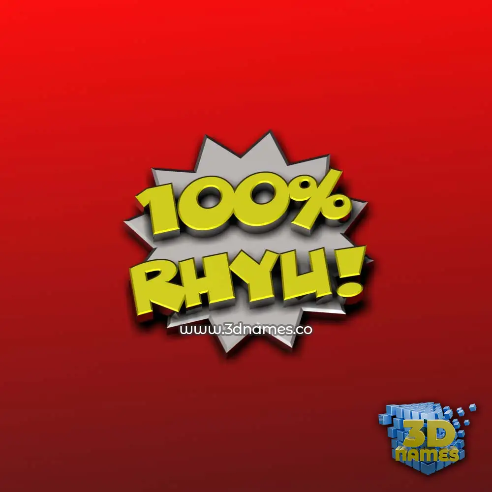rhyu in 100 Percent style - 3D name wallpaper
