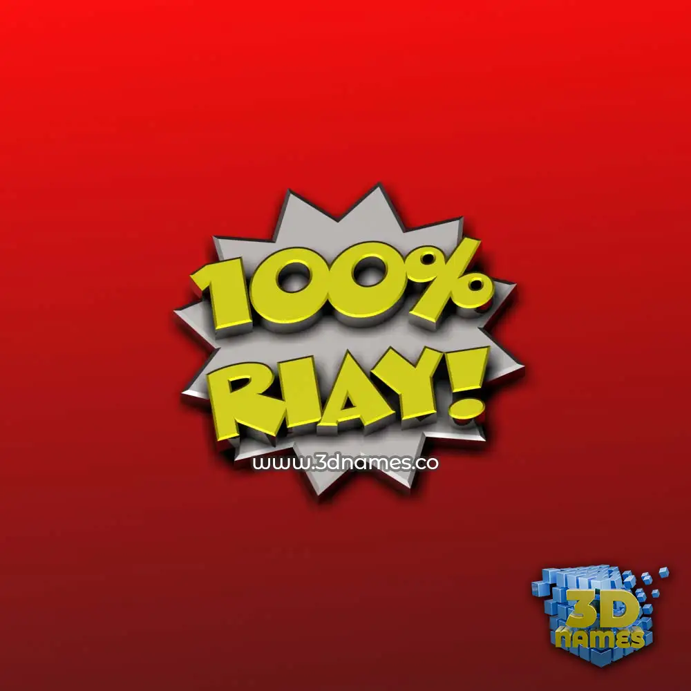 riay in 100 Percent style - 3D name wallpaper