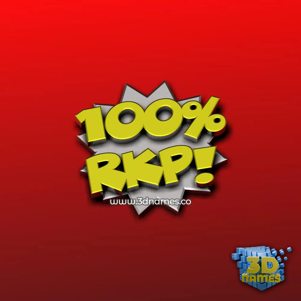 rkp in 100 Percent style - 3D name wallpaper