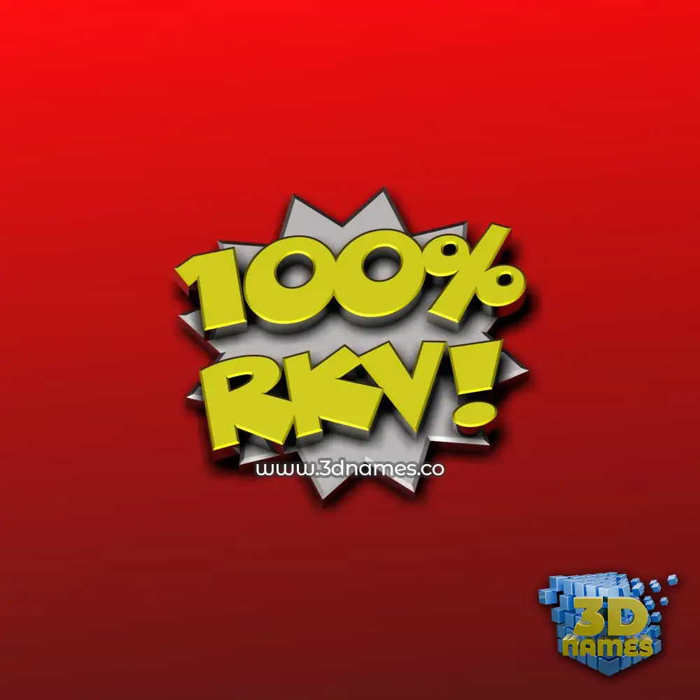 rkv in 100 Percent style - 3D name wallpaper