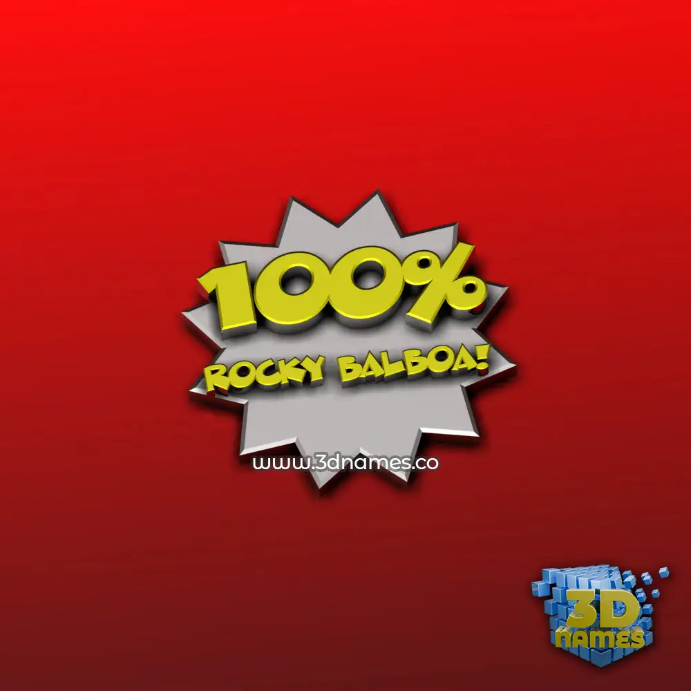 rocky balboa in 100 Percent style - 3D name wallpaper