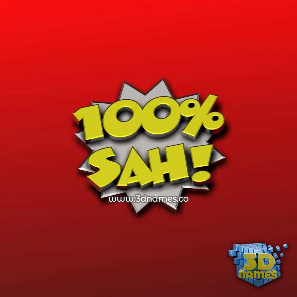 sah in 100 Percent style - 3D name wallpaper