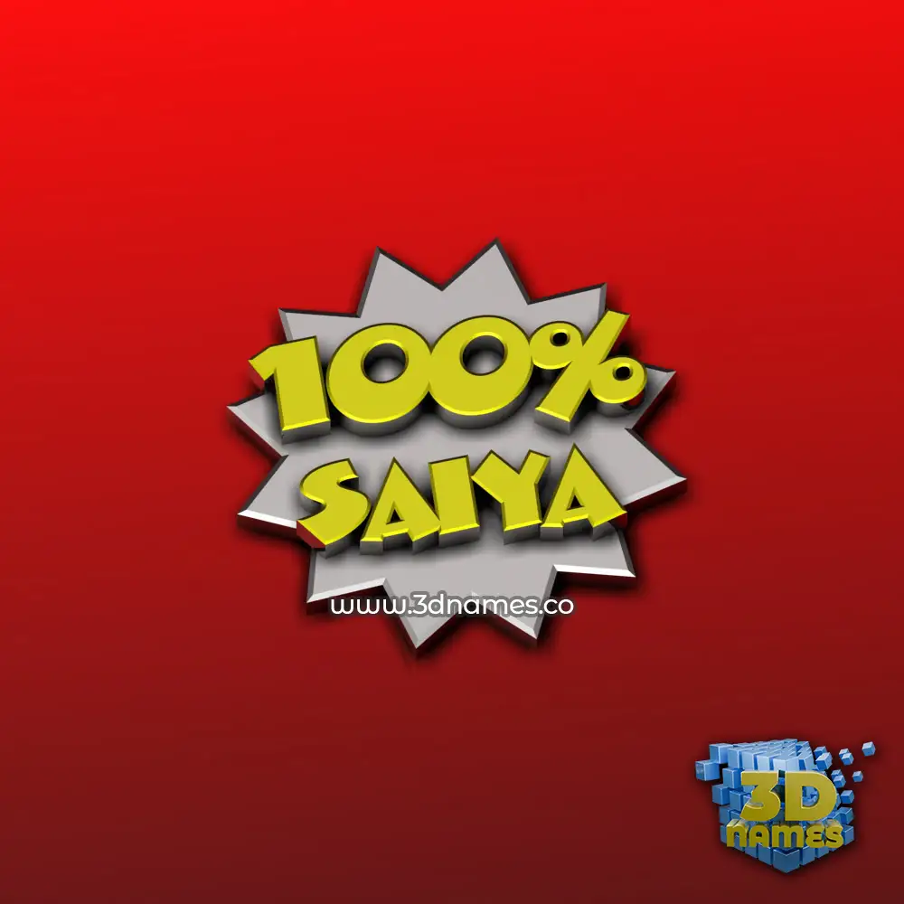 saiya in 100 Percent style - 3D name wallpaper