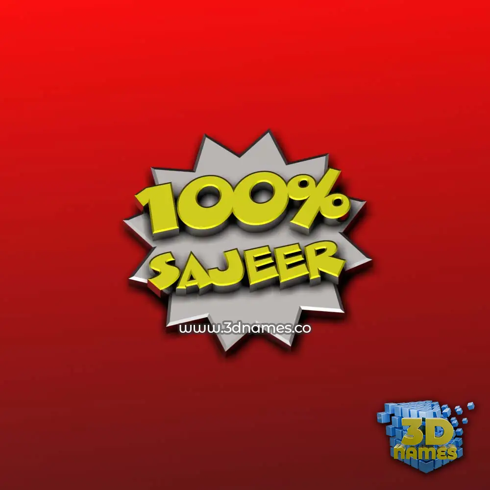 sajeer in 100 Percent style - 3D name wallpaper