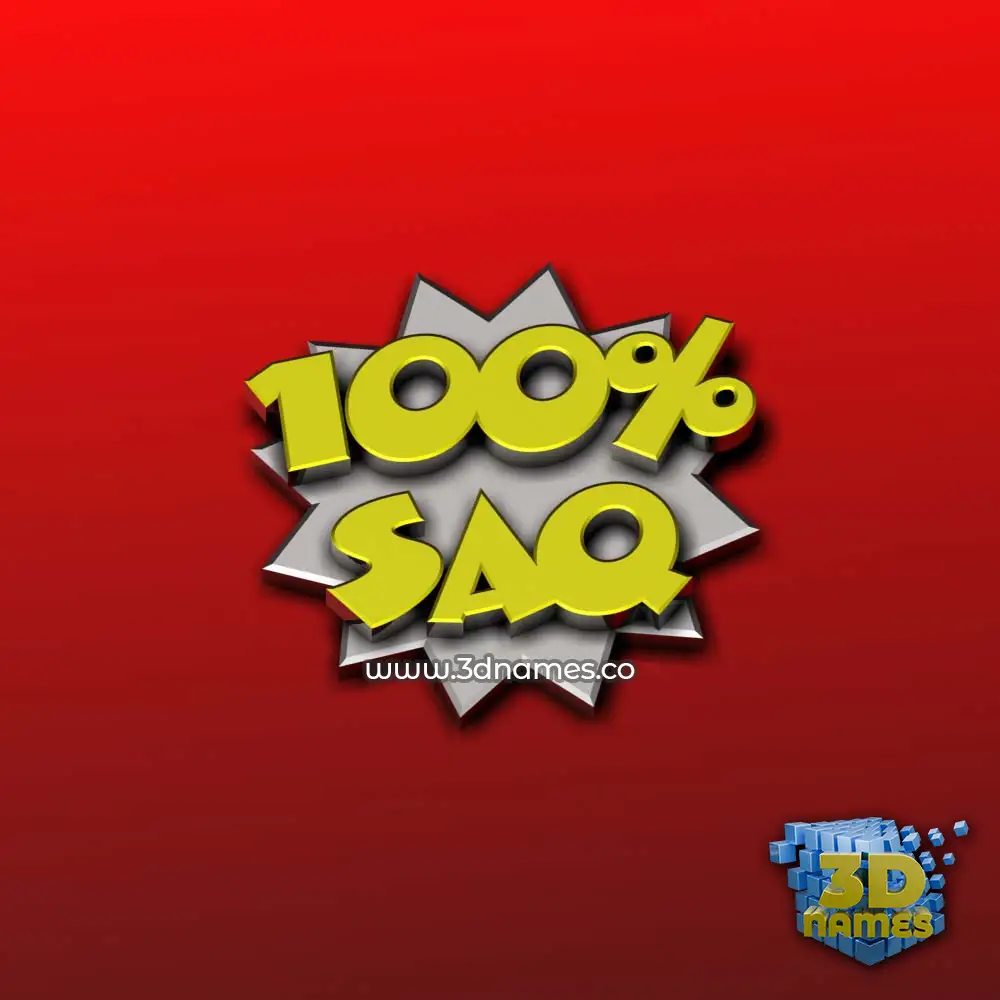 saq in 100 Percent style - 3D name wallpaper