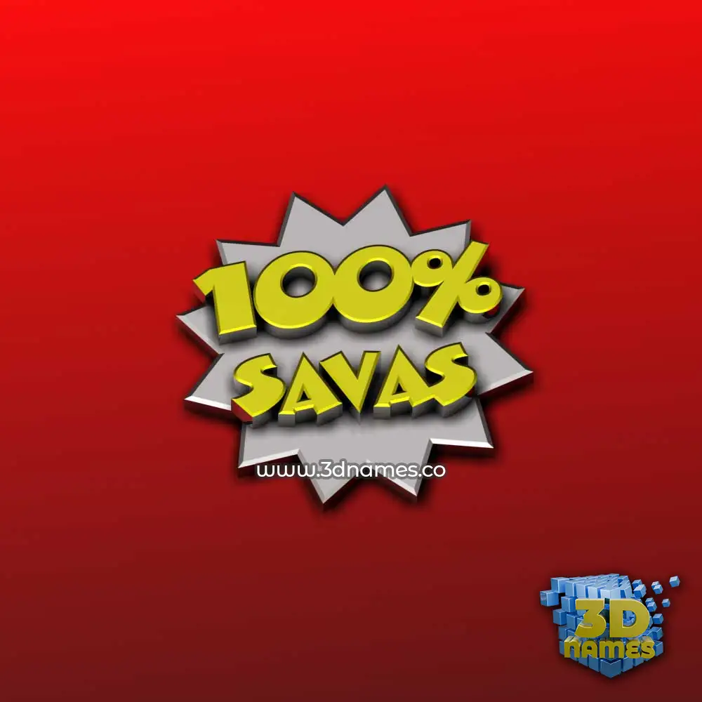 savas in 100 Percent style - 3D name wallpaper
