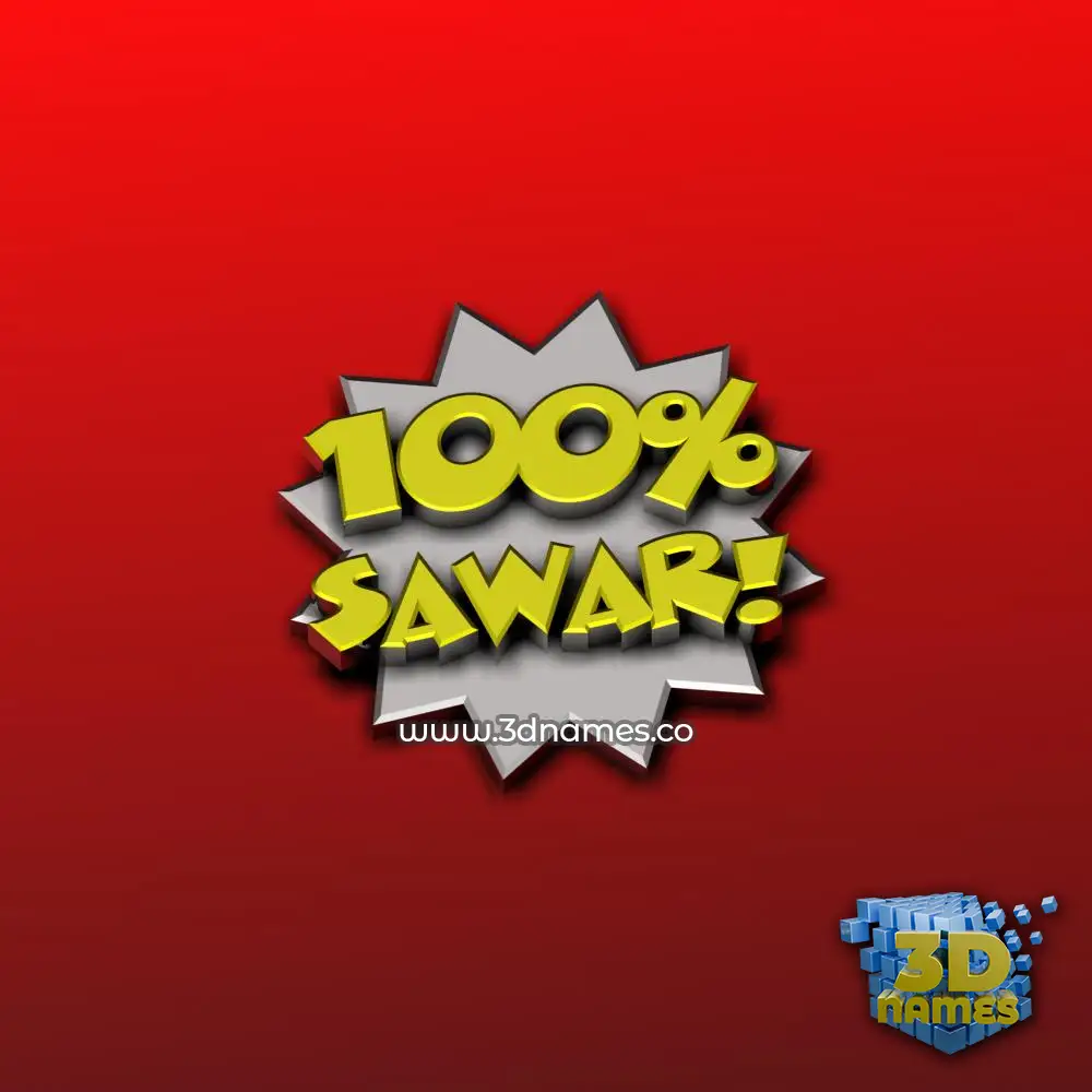 sawar in 100 Percent style - 3D name wallpaper