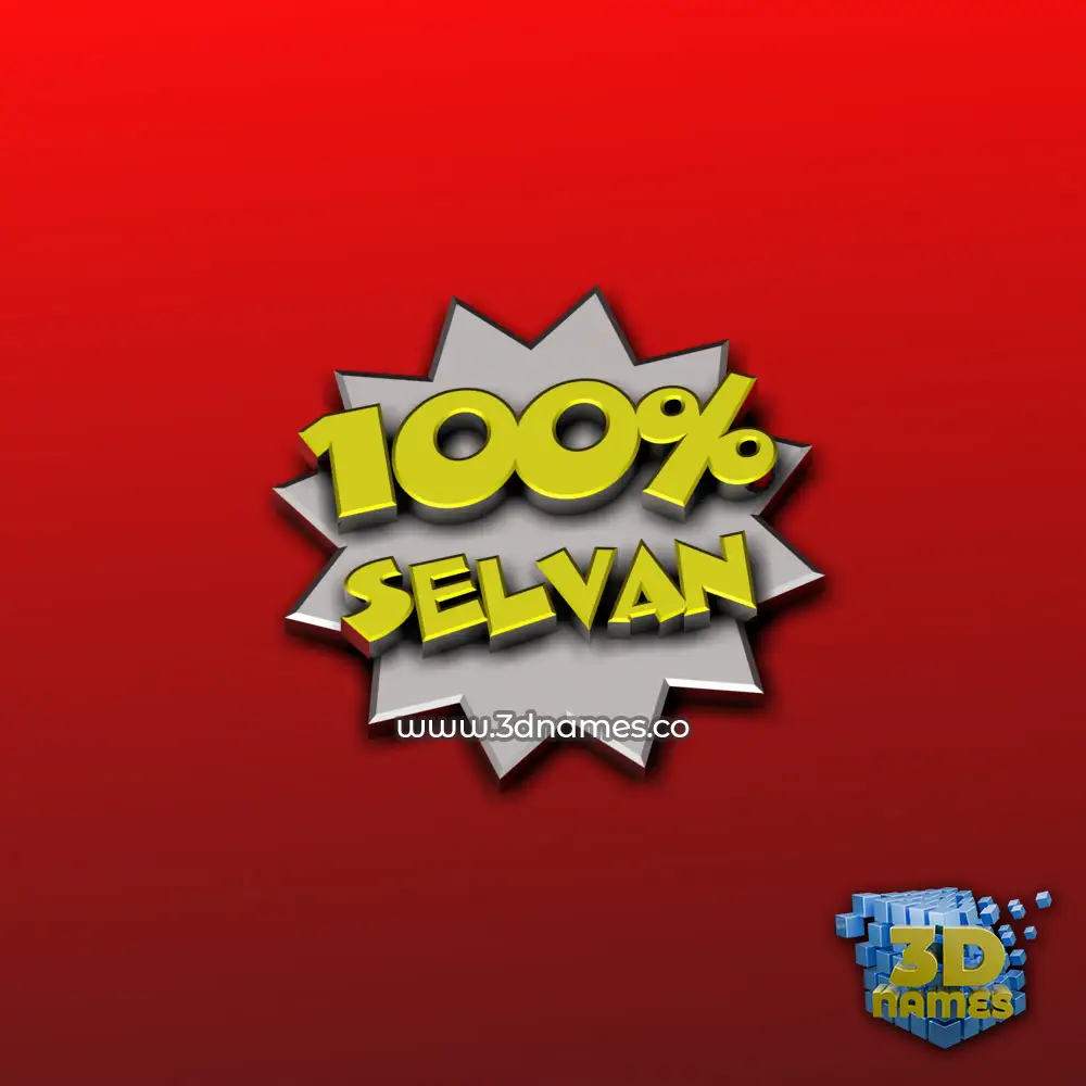 selvan in 100 Percent style - 3D name wallpaper