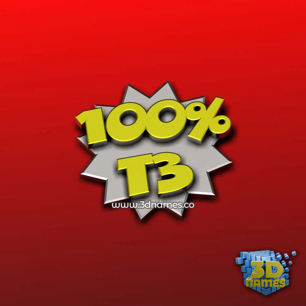 t3 in 100 Percent style - 3D name wallpaper