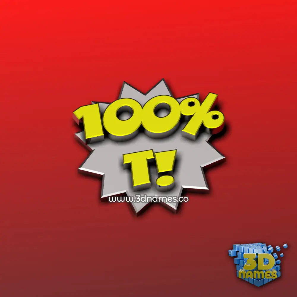 t in 100 Percent style - 3D name wallpaper