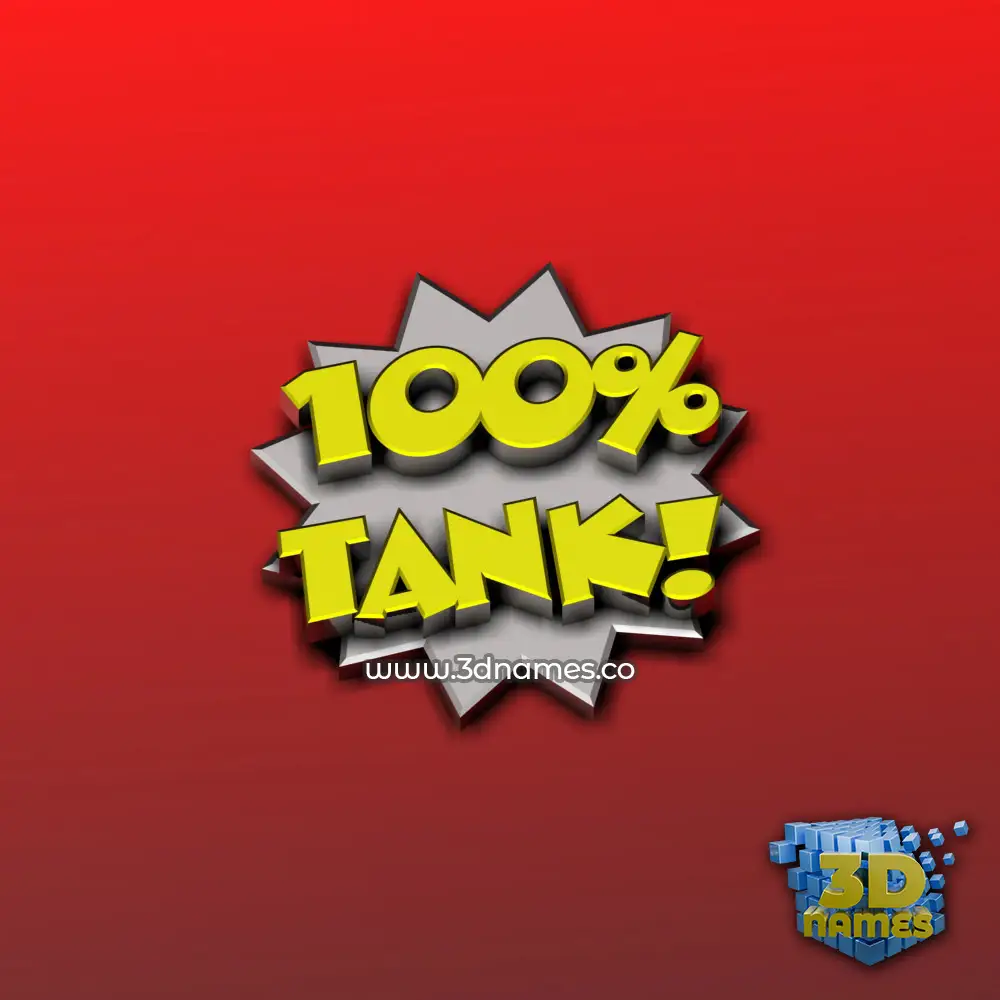 tank in 100 Percent style - 3D name wallpaper