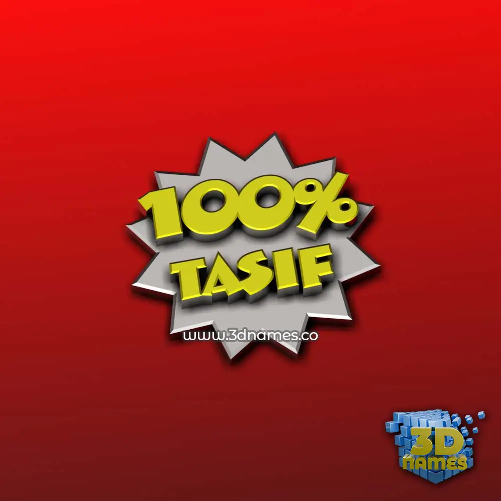 tasif in 100 Percent style - 3D name wallpaper