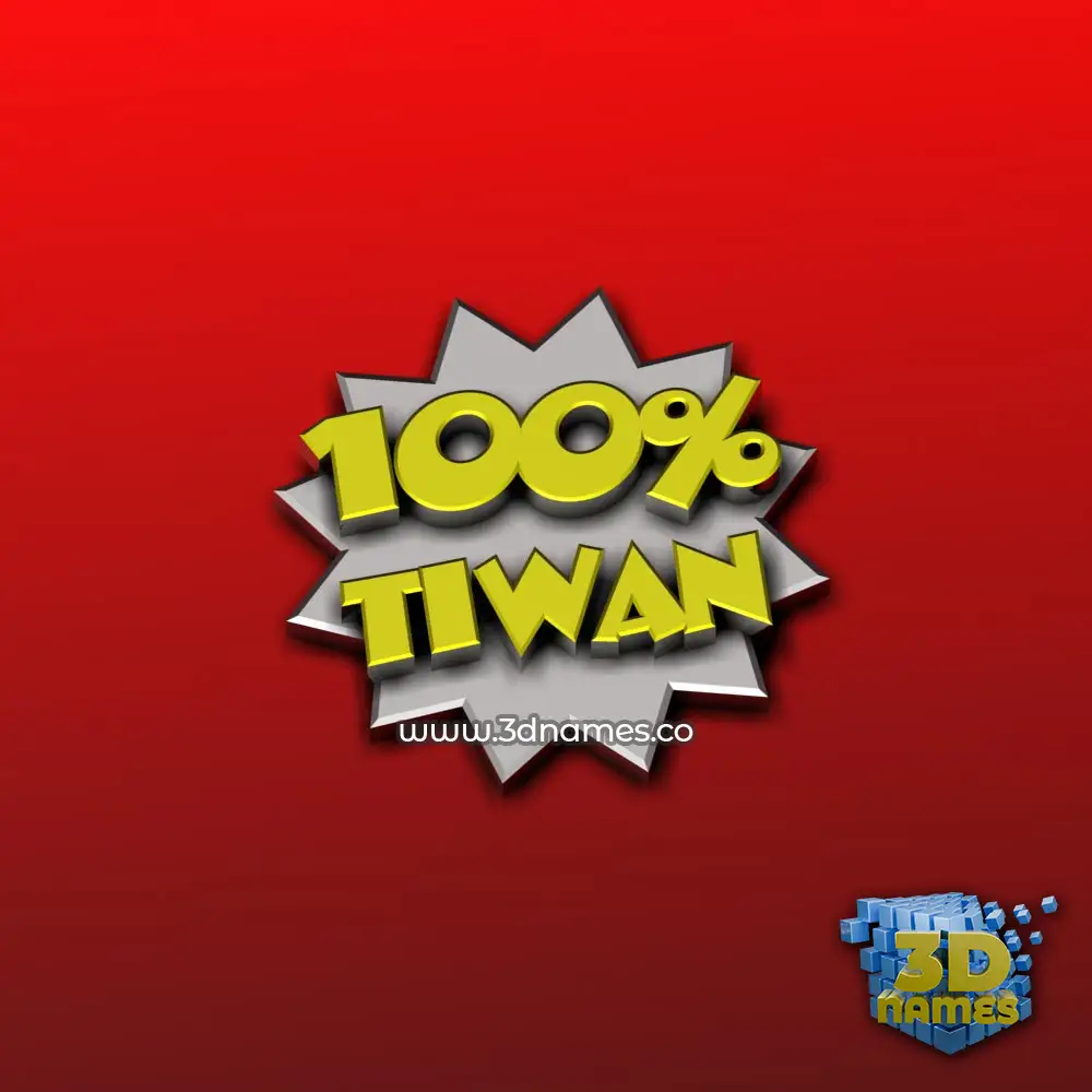 tiwan in 100 Percent style - 3D name wallpaper