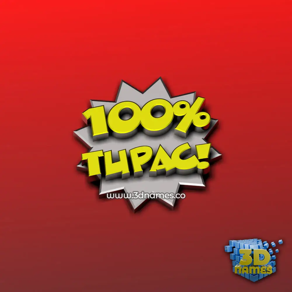 tupac in 100 Percent style - 3D name wallpaper
