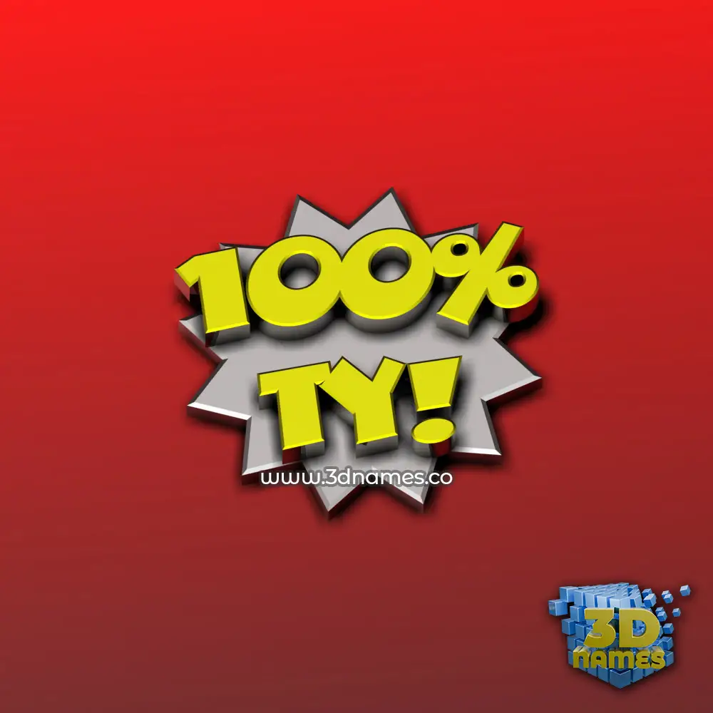 ty in 100 Percent style - 3D name wallpaper