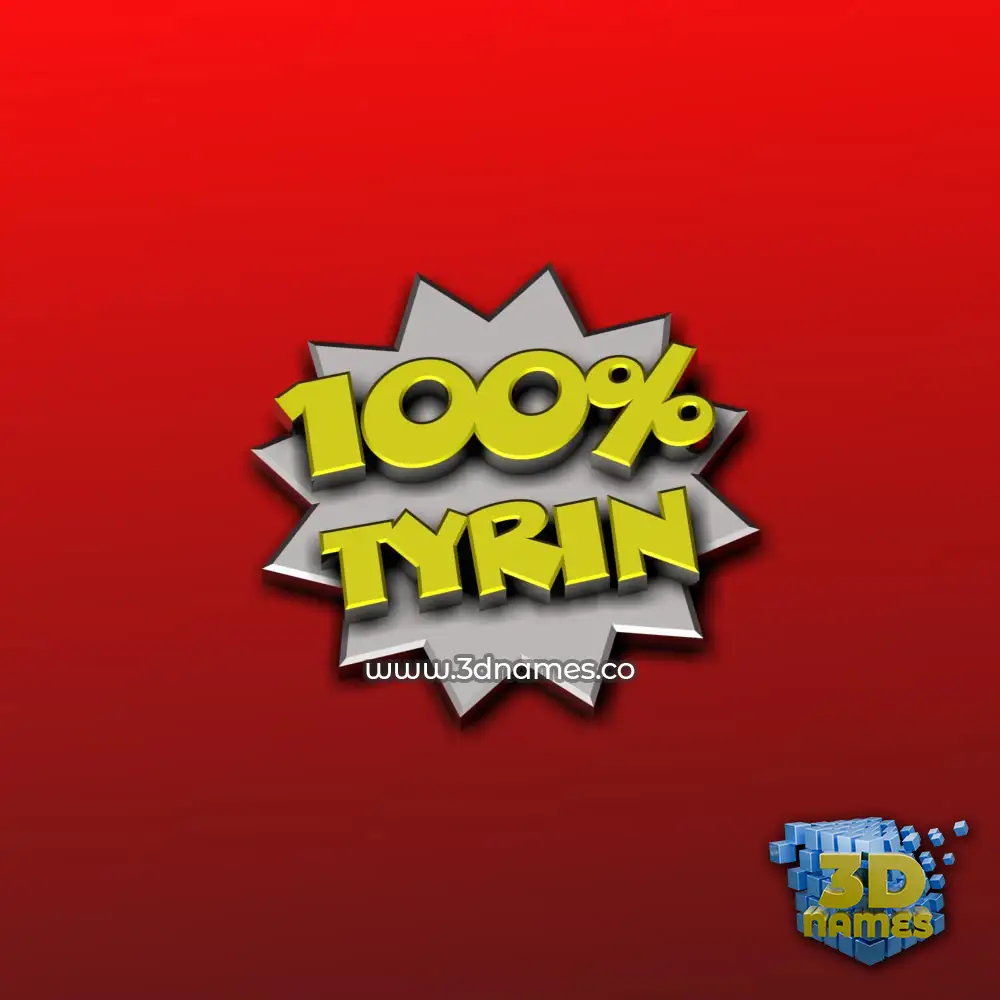 tyrin in 100 Percent style - 3D name wallpaper