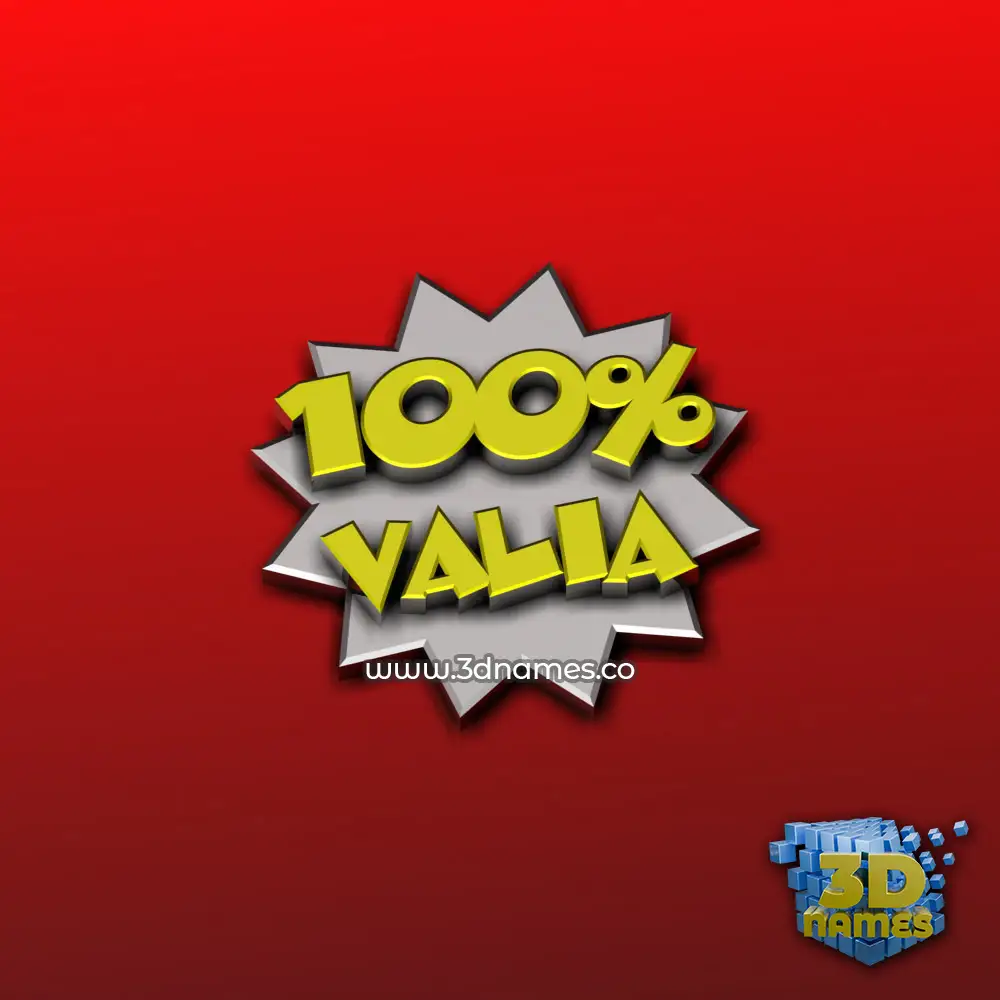 valia in 100 Percent style - 3D name wallpaper