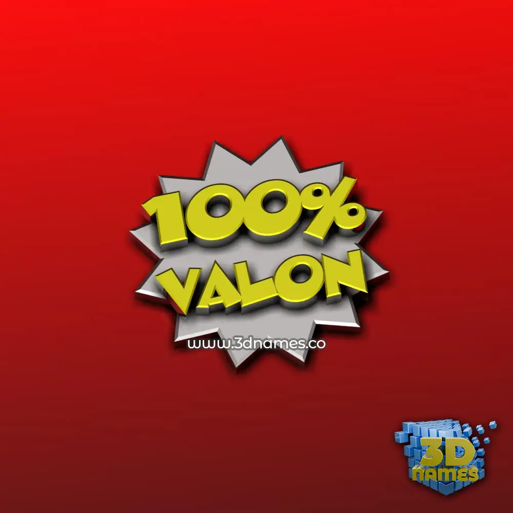 valon in 100 Percent style - 3D name wallpaper