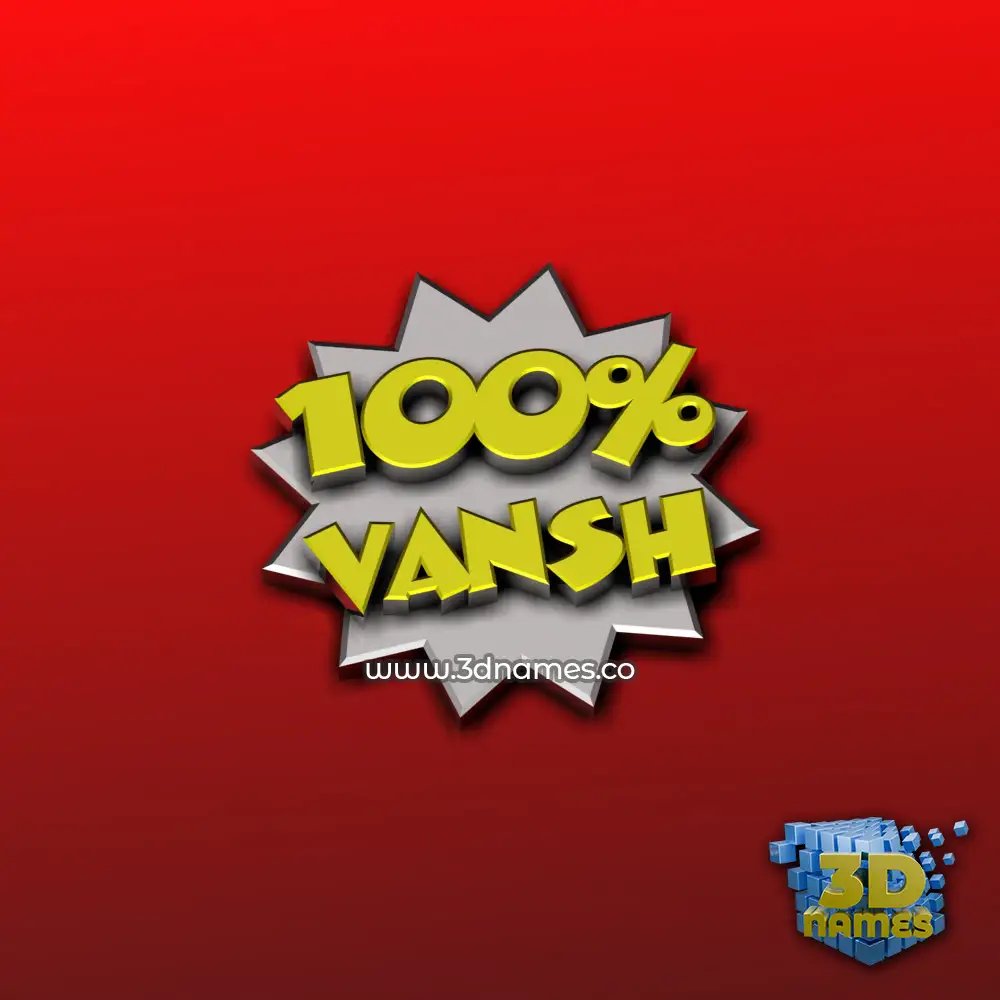 vansh in 100 Percent style - 3D name wallpaper