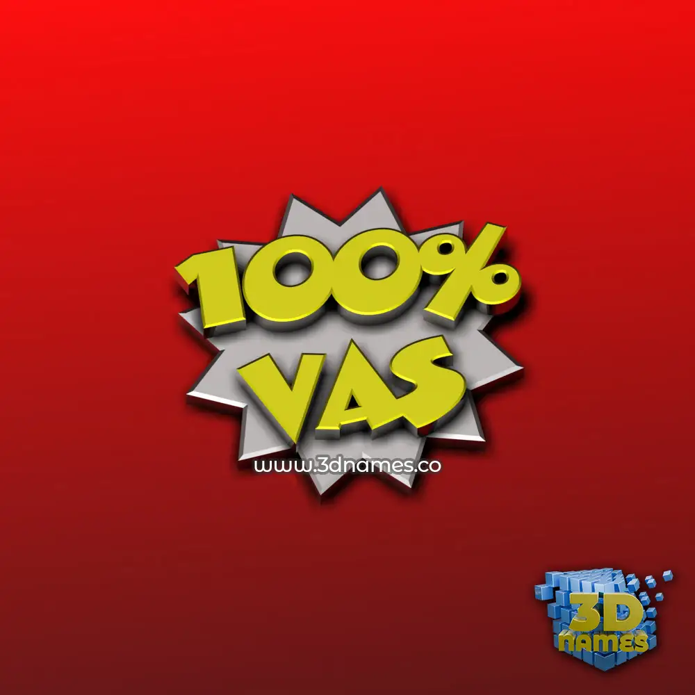 vas in 100 Percent style - 3D name wallpaper