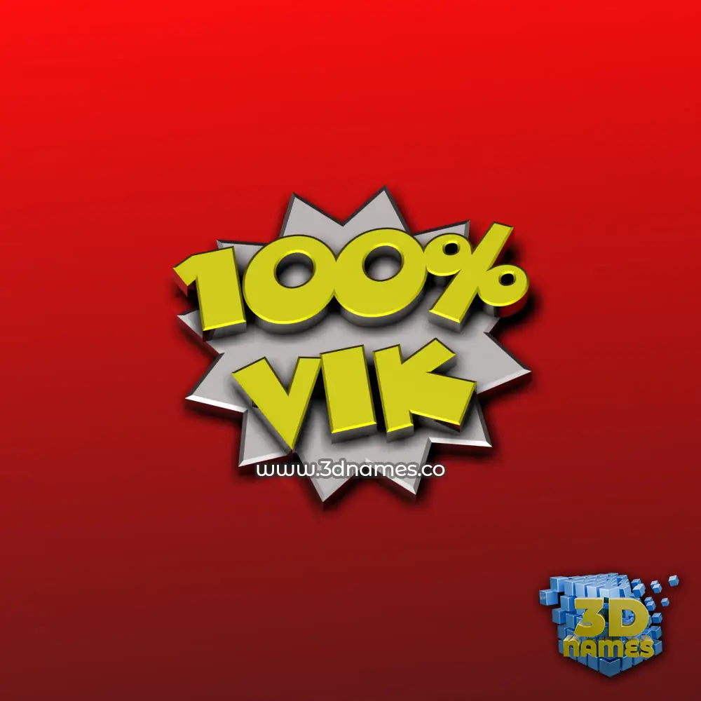 vik in 100 Percent style - 3D name wallpaper