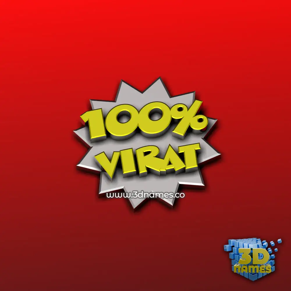 virat in 100 Percent style - 3D name wallpaper