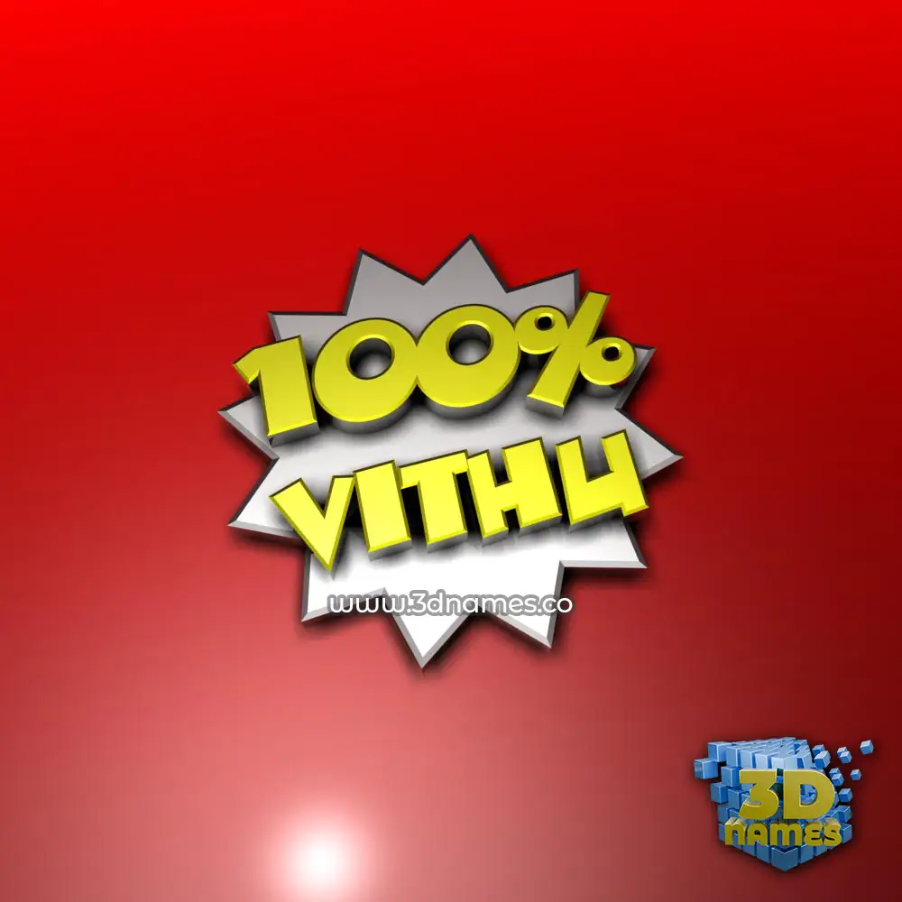 vithu in 100 Percent style - 3D name wallpaper