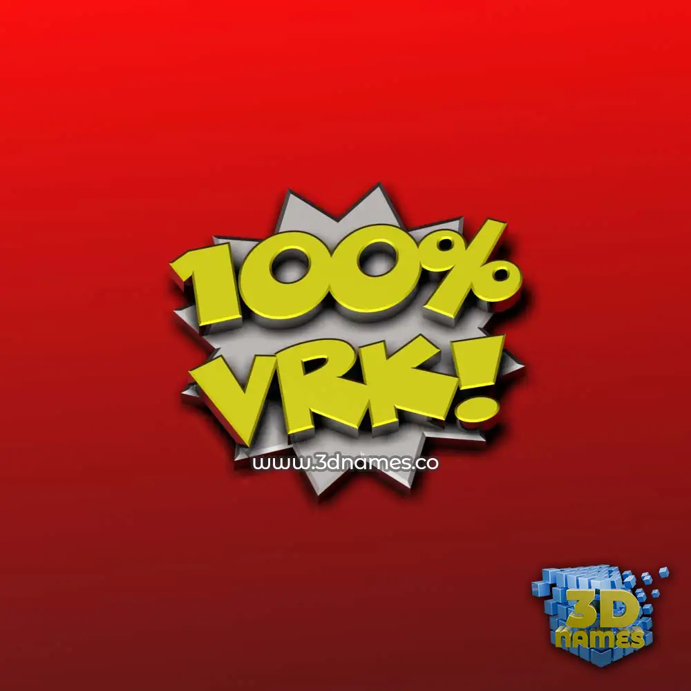 vrk in 100 Percent style - 3D name wallpaper
