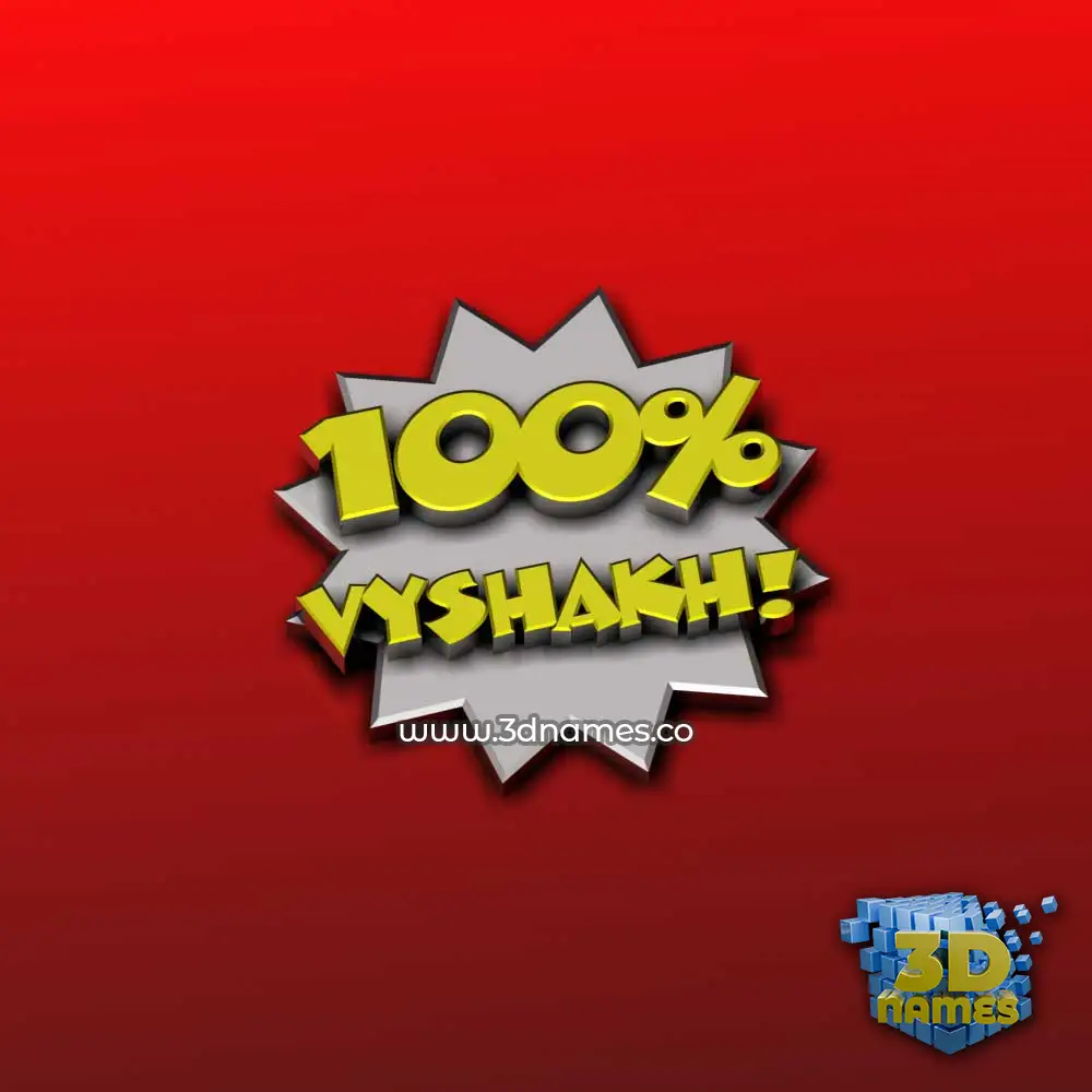 vyshakh in 100 Percent style - 3D name wallpaper